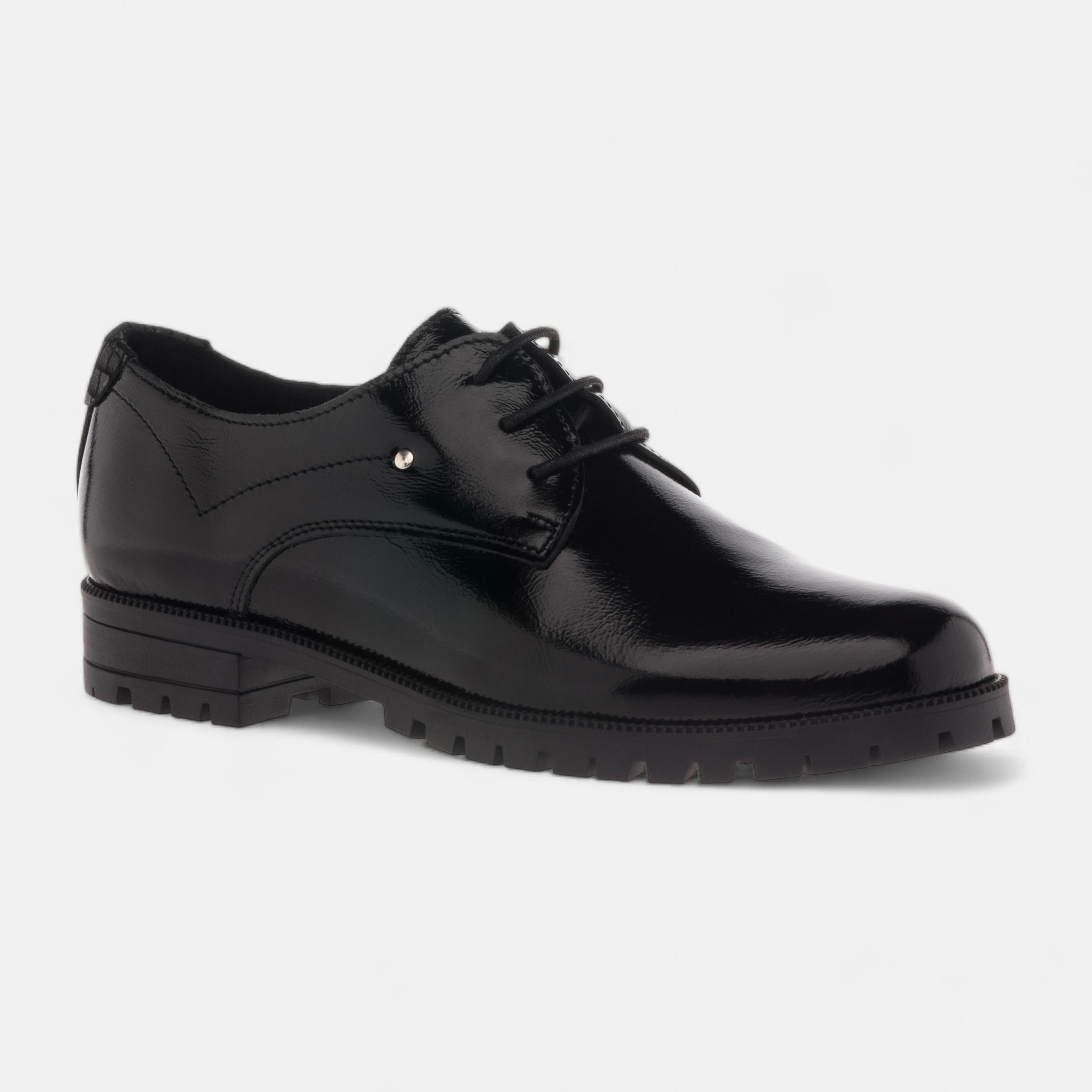 Derbies Femme en cuir noir vernis France FR