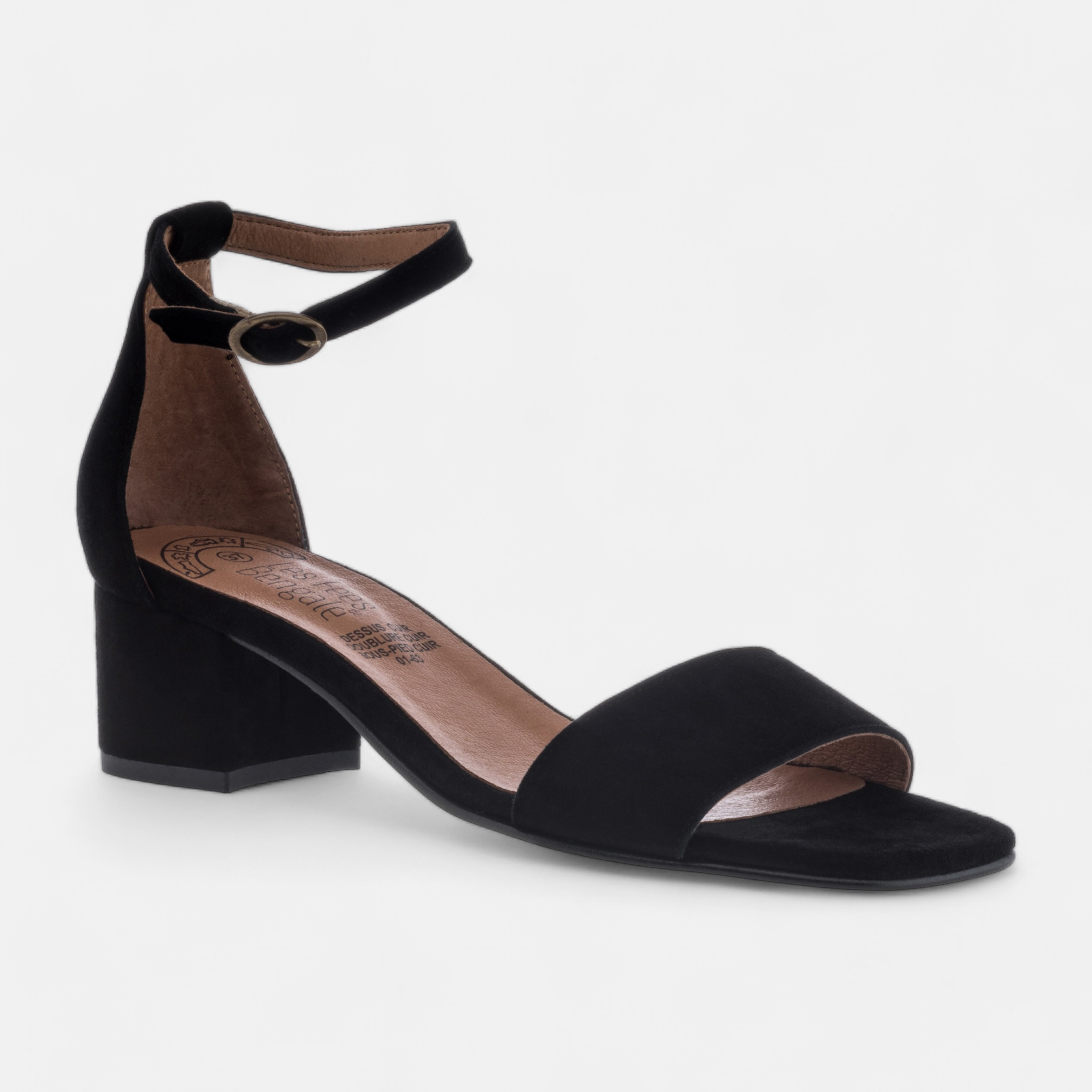 Nu pied cuir noir femme shop