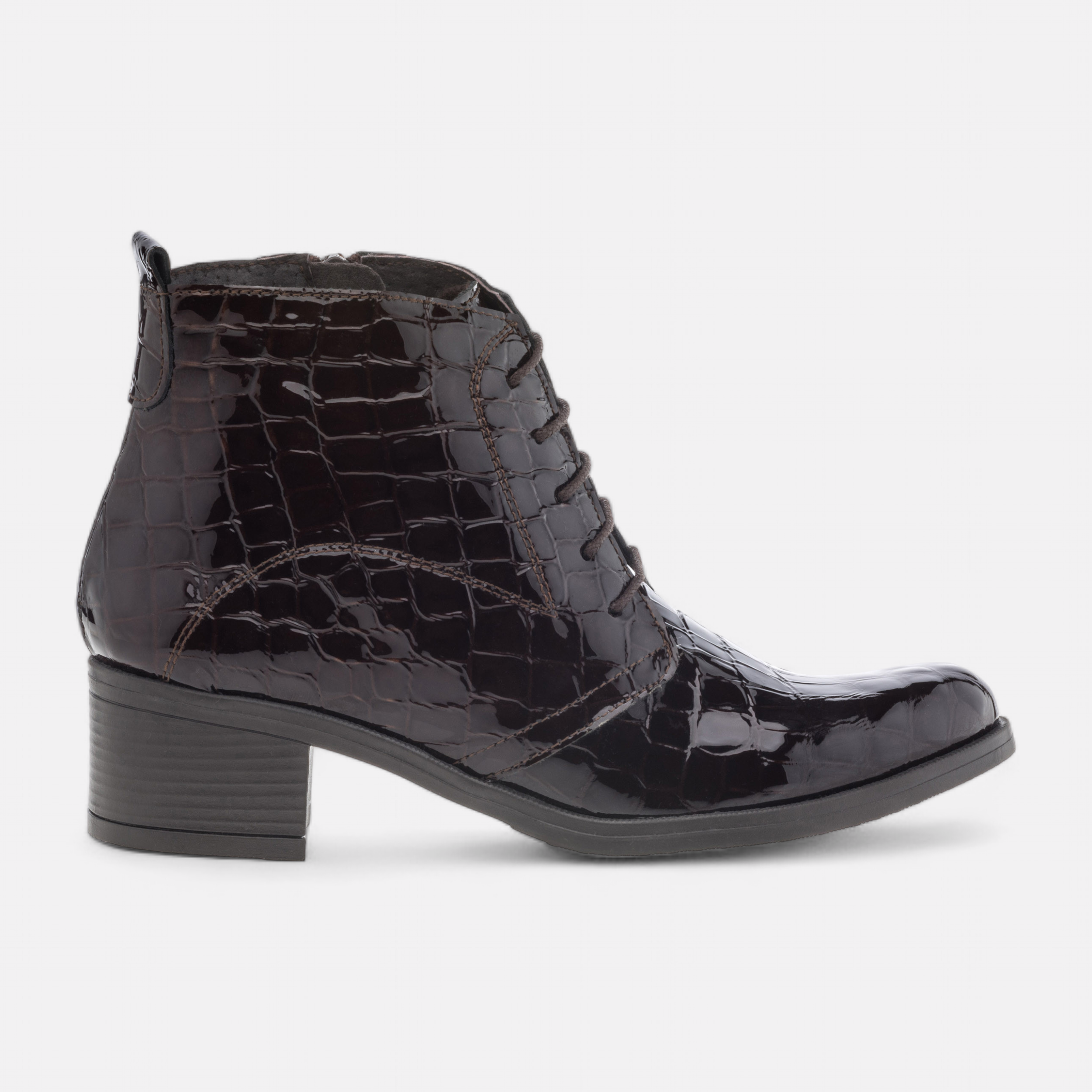 Bottines a lacets a talon Femme en cuir marron France FR