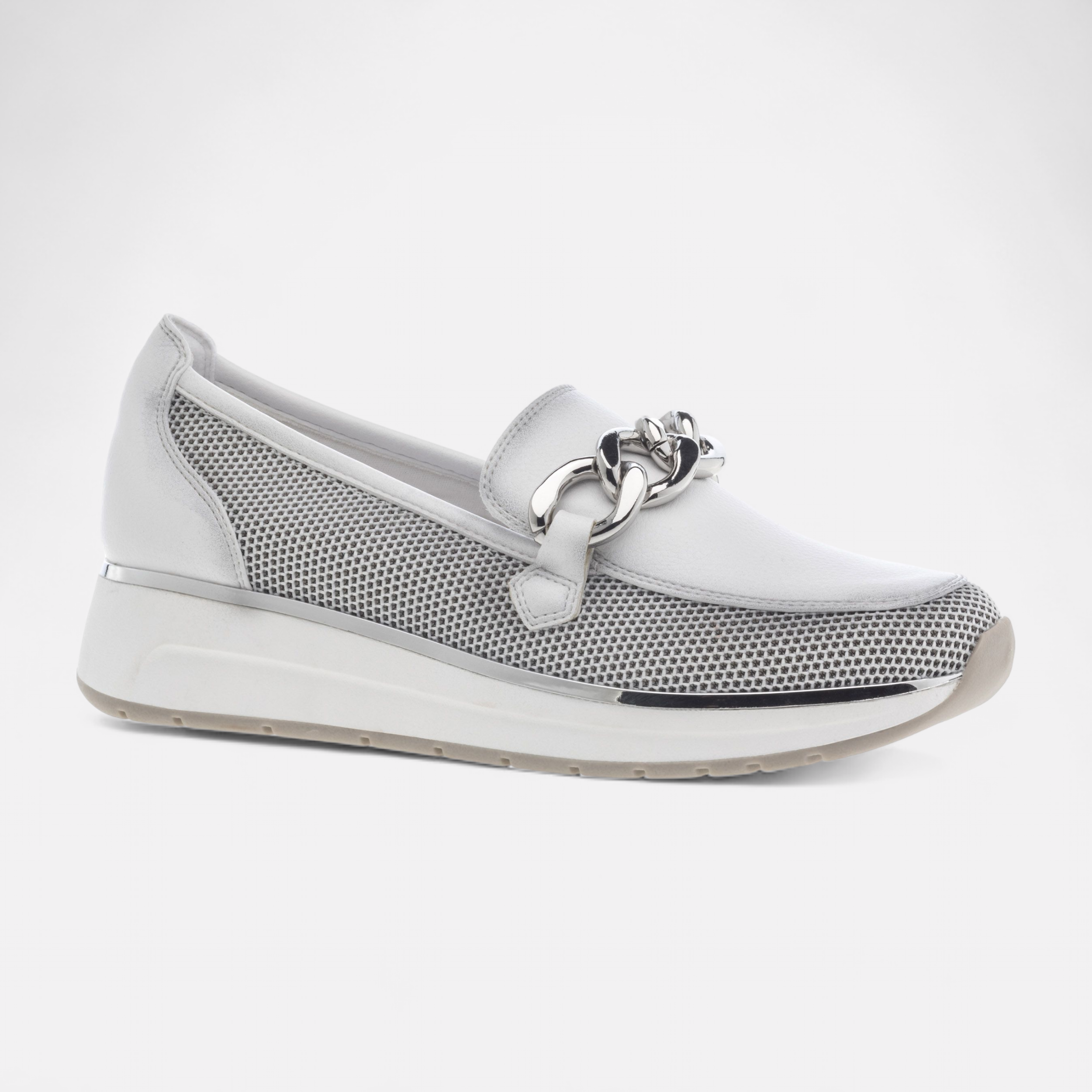 Silver wedge loafers deals