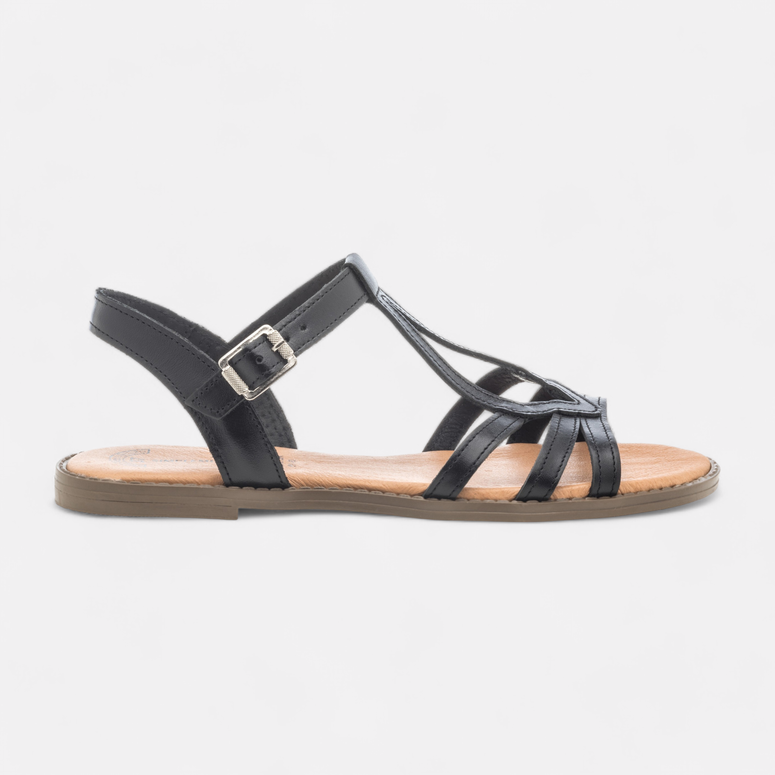 Nu pieds Femme en cuir noir France FR