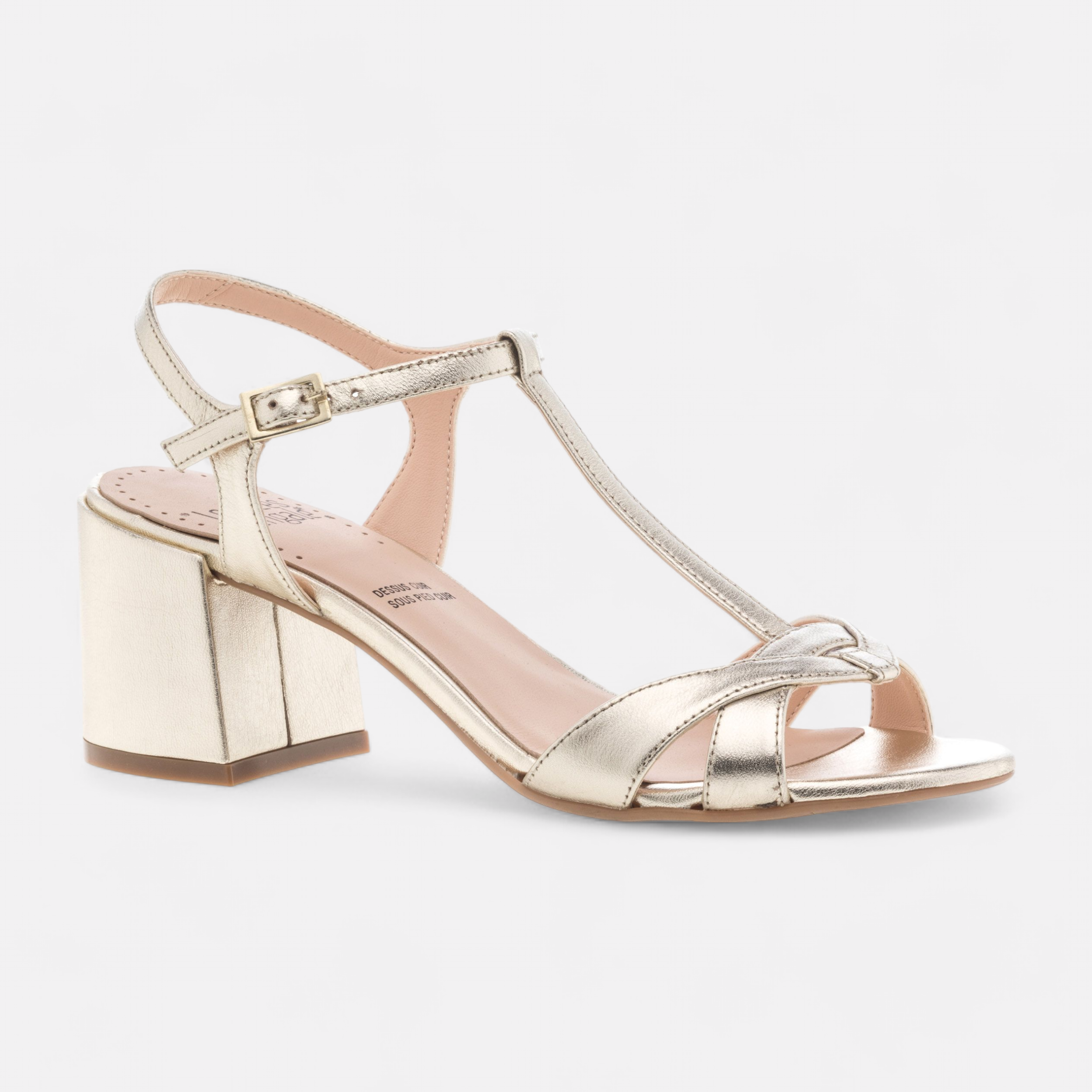 Nu pieds a talon compense Femme en cuir or France FR