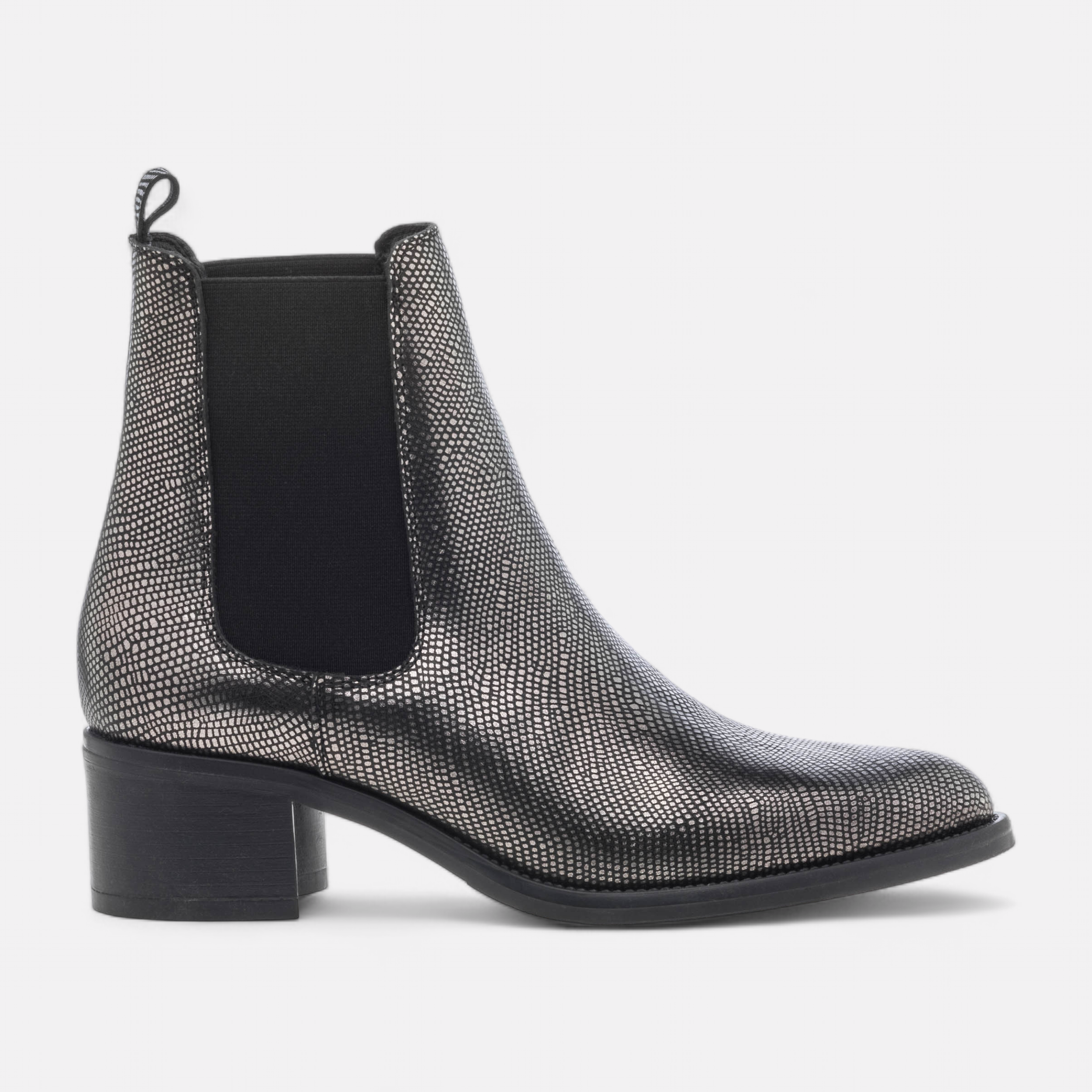Boots chelsea a talon Femme en cuir argent France FR